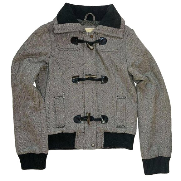 Heritage 1981 Bomber Jacket | Y2K Herringbone Wool Blend, Toggle Closures - Picture 3 of 8